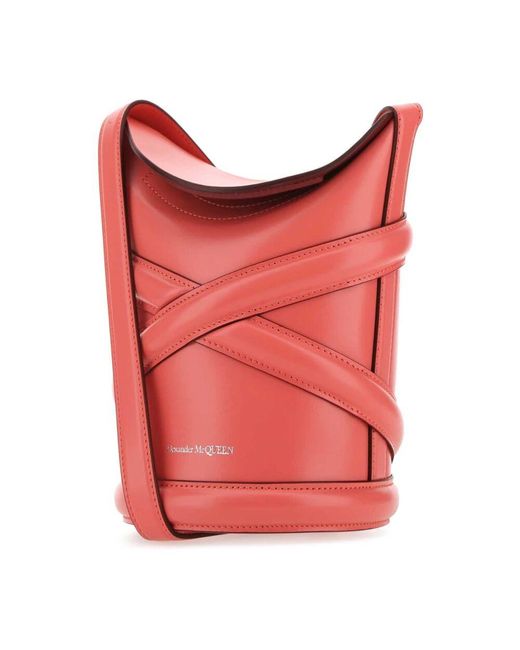 Alexander McQueen Red Stilvolle Bucket Tasche Mit Borsa Detail