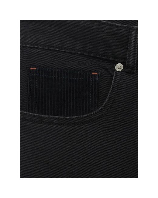 Drole de Monsieur Schwarze denim straight fit jeans,schwarze cordhose mit baumwolldetail in Black für Herren
