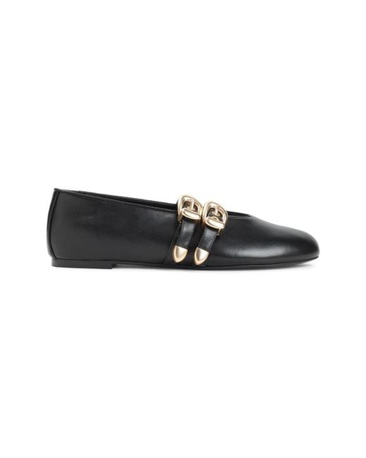 Stuart Weitzman Black Maven Leather Ballerina