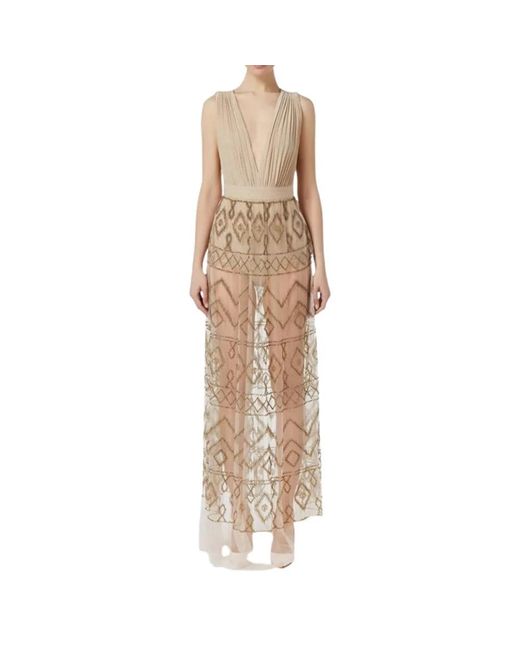 Elisabetta Franchi Natural Maxi Dresses