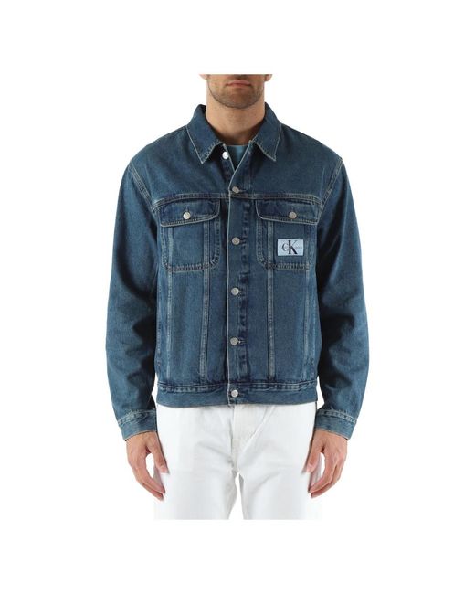 Calvin Klein Jeansjacke regular fit mit logo-patch in Blue für Herren