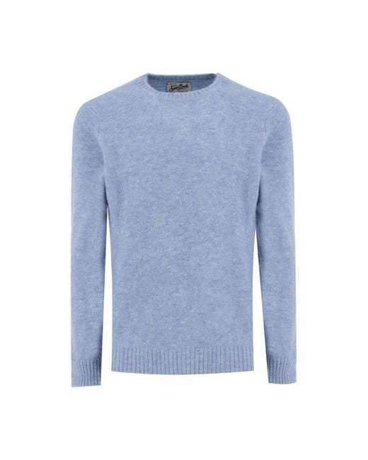 Mc2 Saint Barth Blue Round-Neck Knitwear for men