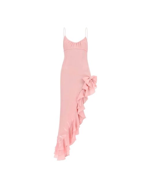 Alessandra Rich Pink Asymmetrisches kleid mit rüschen