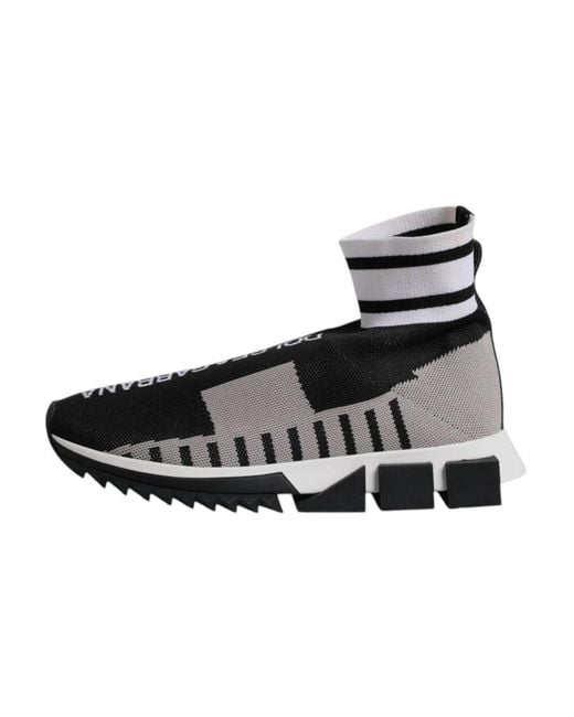 Dolce & Gabbana Black Slip-On Sneakers Mit Geriffelter Gummisohle