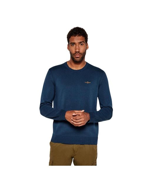Round-Neck Knitwear Aeronautica Militare de hombre de color Blue