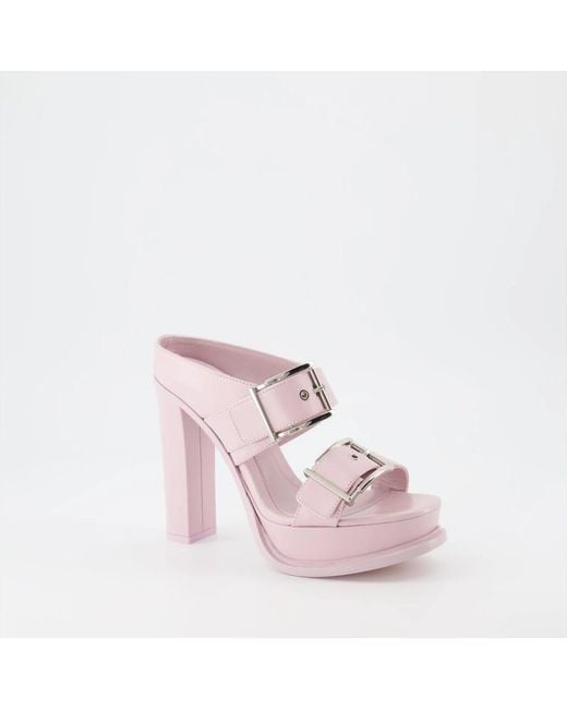 McQueen Pink Heeled Mules