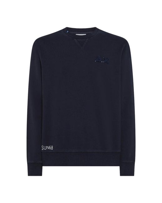 Sun 68 Hoodies & Sweatvesten ,Blauw ,Vintage Fleece Sweatshirt in het Blue voor heren