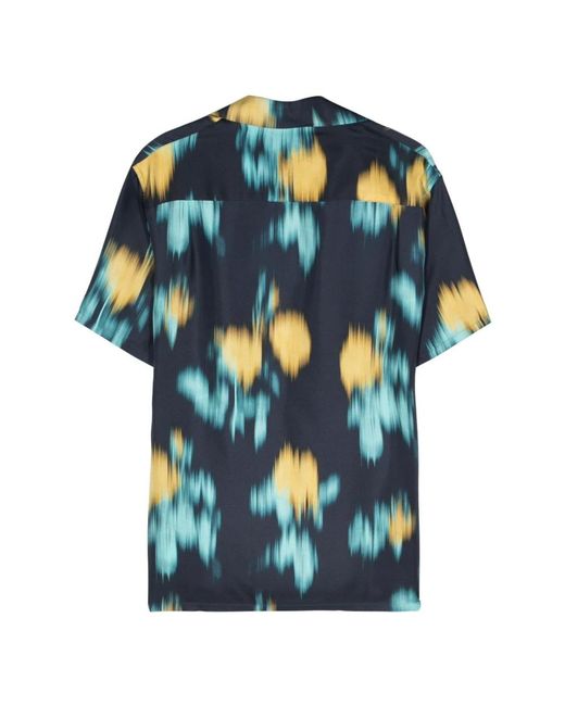 Lanvin Abstract-Pattern Silk Shirt in het Blue voor heren
