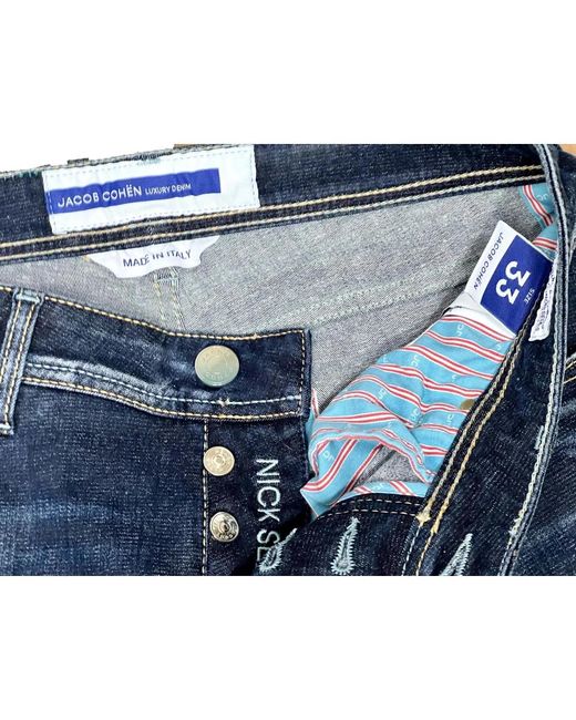 Jacob Cohen Türkis label slim dunkel gewaschene jeans in Blue für Herren