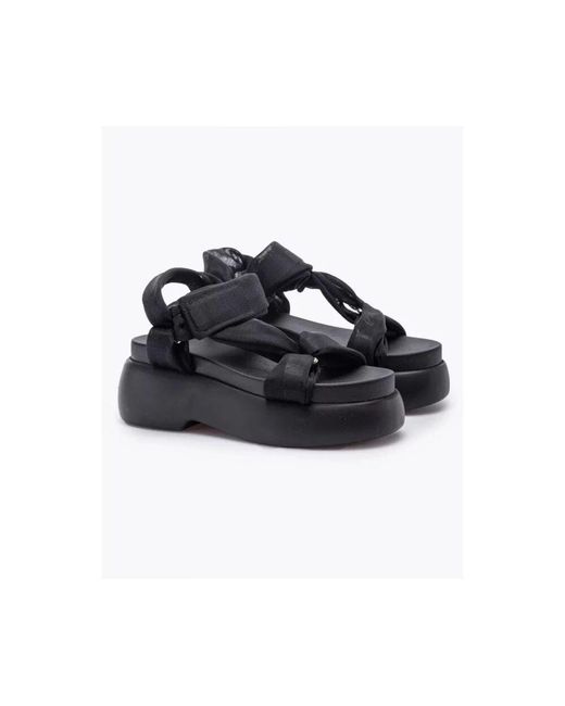 Agl Attilio Giusti Leombruni Black Sandalen mit tüllbändern und keilsohlen