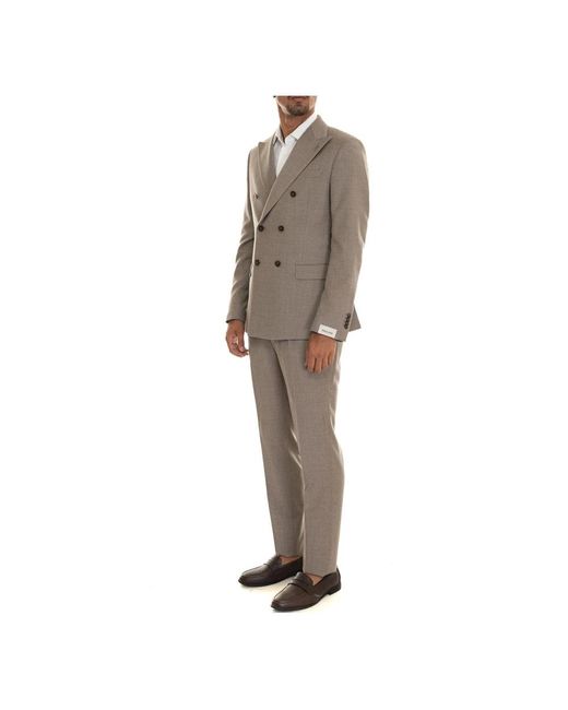 Paoloni Kostuums ,Wol Elegant Double Breasted Wool Dress in het Gray voor heren