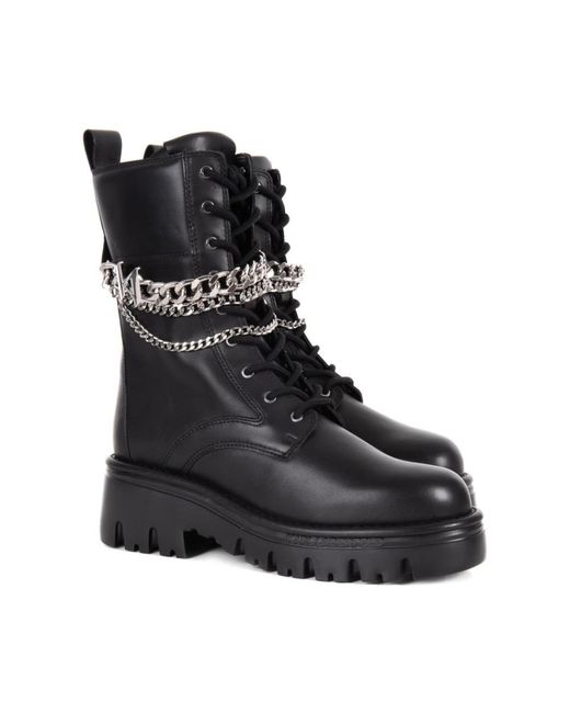 Karl Lagerfeld Black Lace-Up Boots