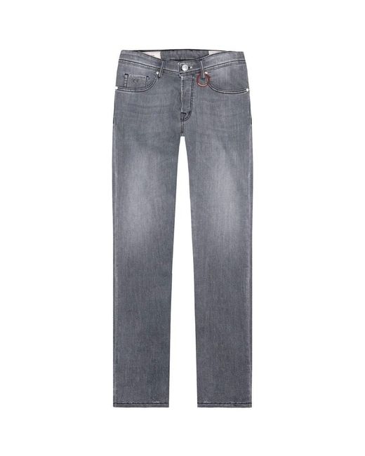Tramarossa Blaue Baumwolljeans Mit Schwarzen Nähten in Gray für Herren