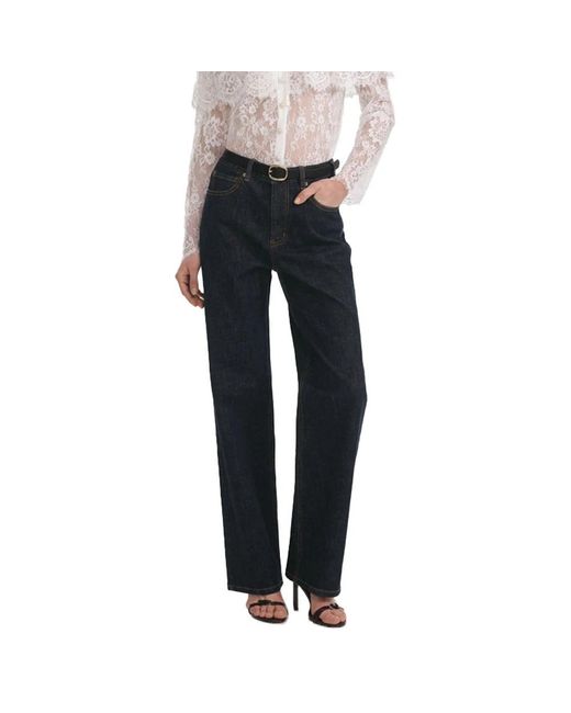 Self-Portrait Jeans ,Blauw ,Katoen Elegante Donkerblauwe Flared High-Waisted Jeans in het Blue