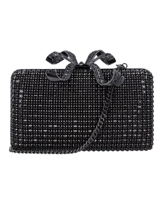 Self-Portrait Black Kristall diamanté box clutch