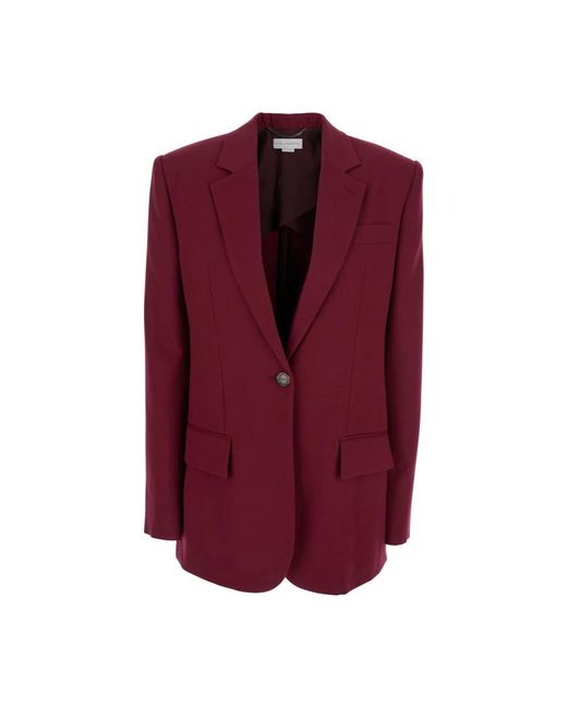 Stella McCartney Jassen ,Rood ,Katoen Single-Breasted Jas Met Gekerfde Revers in het Red