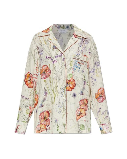 McQueen Overhemden ,Meadow Floral Pyjama Shirt in het White