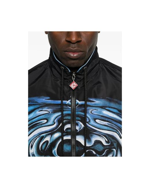 Casablanca Jassen ,Veelkleurig ,Polyester Warped Logo Ripple Windbreaker Jacket in het Blue voor heren