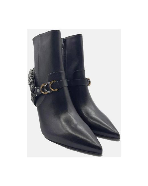 Pinko Blue Leder Stiefelette