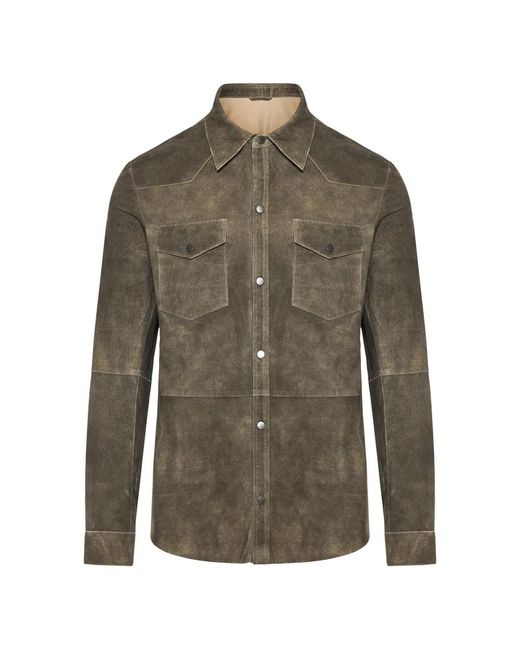 Giorgio Brato Green Leather Jackets for men