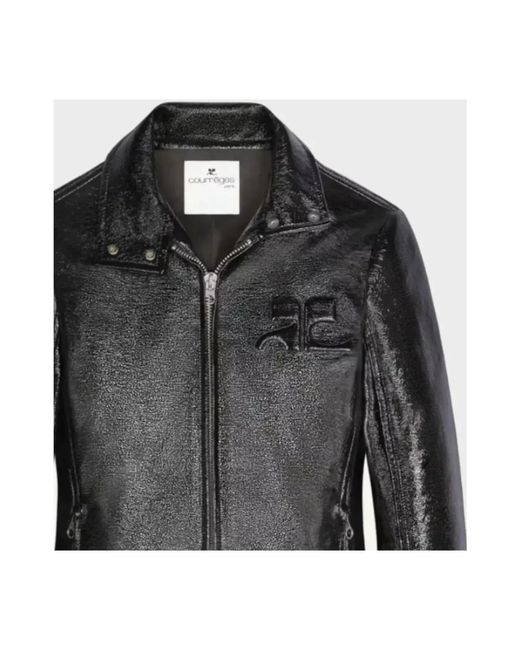 Courreges Jassen ,Zwart ,Katoen Zwarte Vinyl Jas in het Black