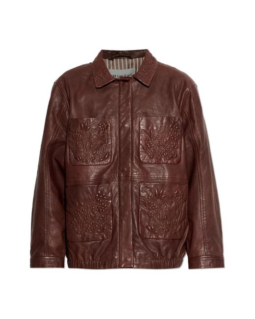 Munthe Baram Leren Jas in het Brown