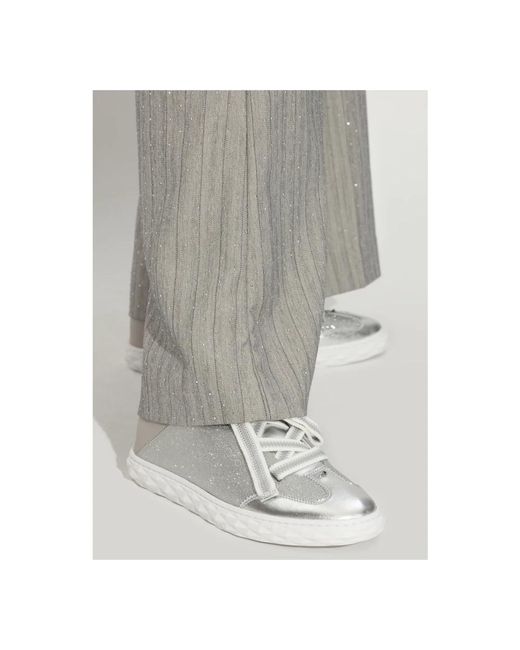 スニーカー Jimmy Choo Sneakers & Slip-On Grey JIMMY CHOO LANDON GRAY SUEDE WHITE BLACK LEATHER PLATFORM