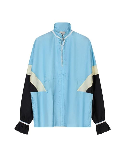 Autry Jassen ,Blauw ,Nylon Blauwe Nylon Ritsjas Oversize Fit in het Blue