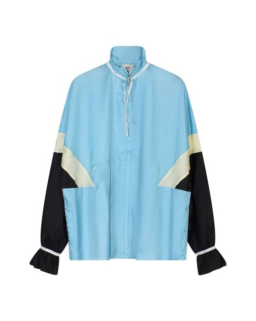 Autry Jassen ,Blauw ,Nylon Blauwe Nylon Ritsjas Oversize Fit in het Blue