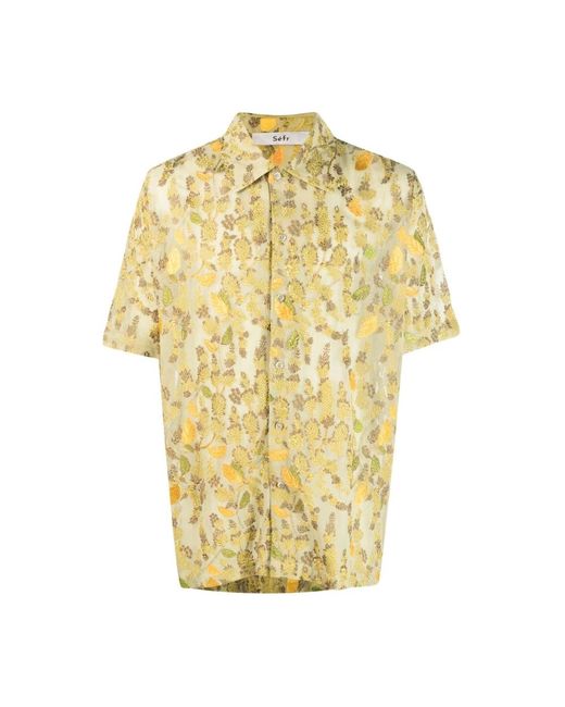 Séfr Yellow Short Sleeve Shirts for men