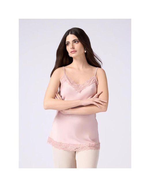 Sleeveless Tops Oltre de color Pink