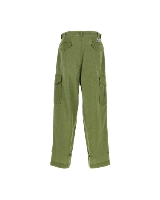 KENZO Green Straight Trousers for men