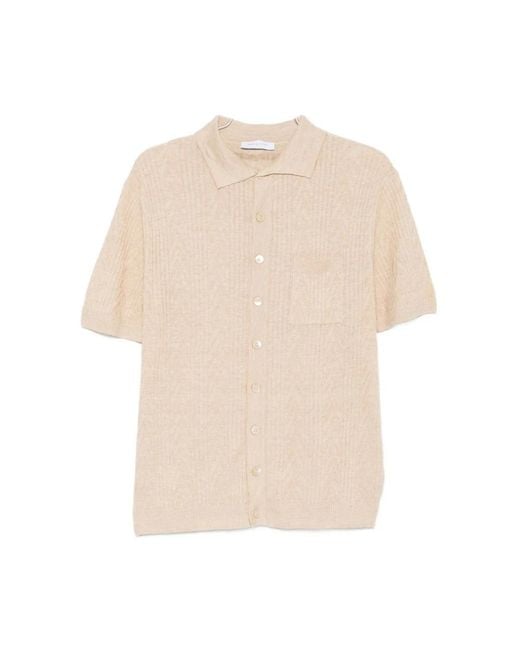 Daniele Fiesoli Natural Short Sleeve Shirts for men