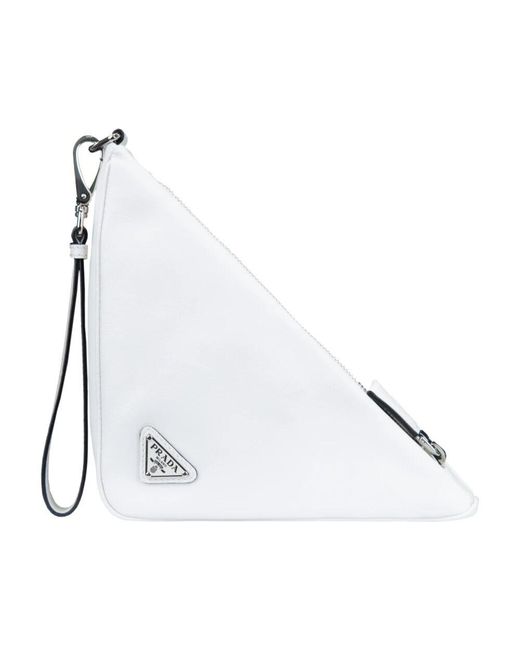 Prada White Lederhandtasche mit reißverschluss