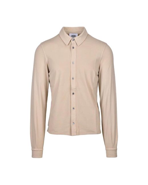 Camicia cotone elastan di Alpha Studio in Natural da Uomo
