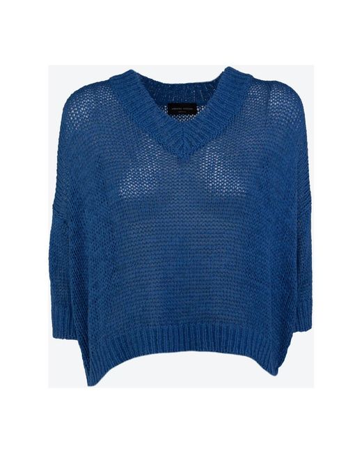 Roberto Collina Blue V-Neck Knitwear