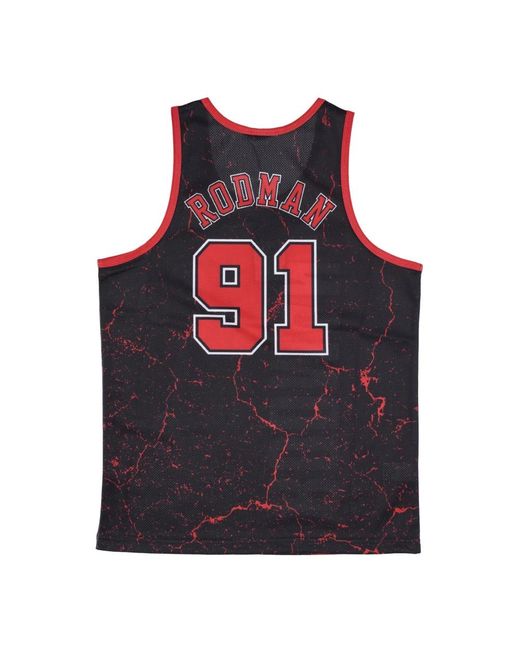 Mitchell & Ness Fitness ,Veelkleurig ,Polyester Chicago Bulls Tank Top Rodman Edition in het Red voor heren