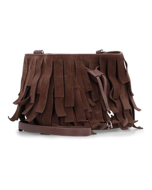 Hogan Brown Fringed Mini Eimer Tasche