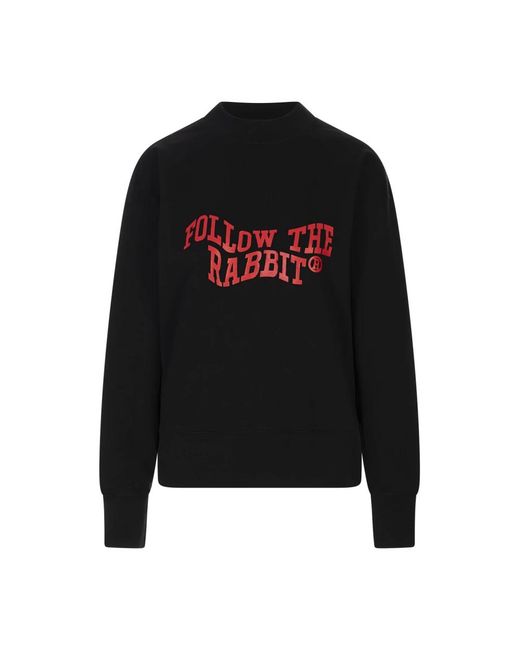 MSGM Hoodies & Sweatvesten ,Zwart ,Zwarte Sweatshirt Met 'Follow The Rabbit' Print in het Black