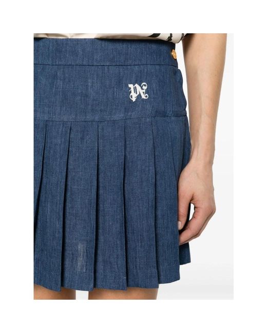 Palm Angels Blue Short skirts