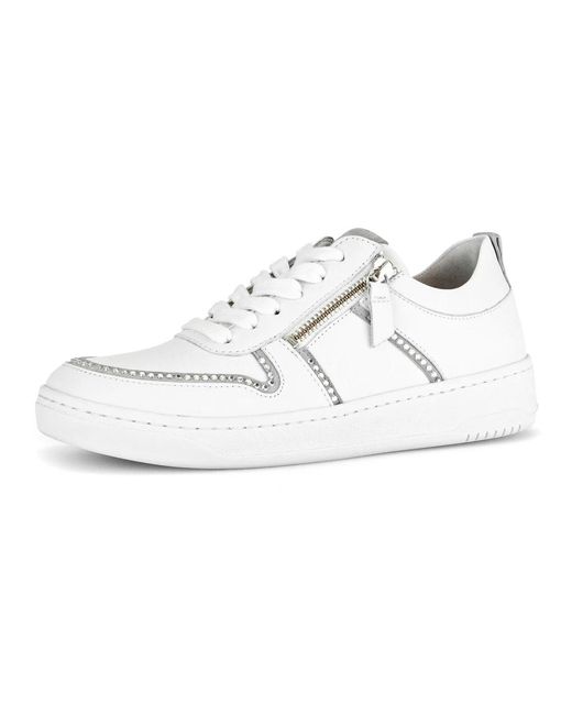 Gabor White Weiße Leder Low Top Sneakers