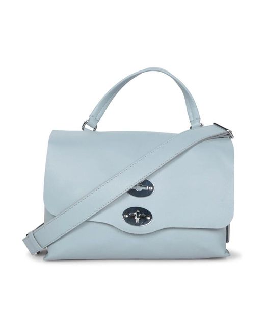 Zanellato Blue Verstellbare ledertasche in weichblau