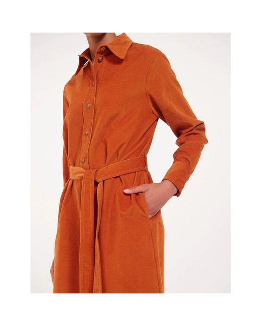 Ines De La Fressange Paris Orange Samt hemdkleid