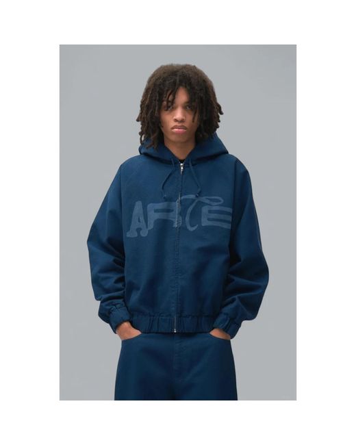 Arte' Stencil Canvas Hooded Jacket in het Blue voor heren