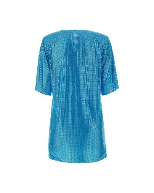 GIUSEPPE DI MORABITO Blue Mesh Verziertes T-Shirt Kleid
