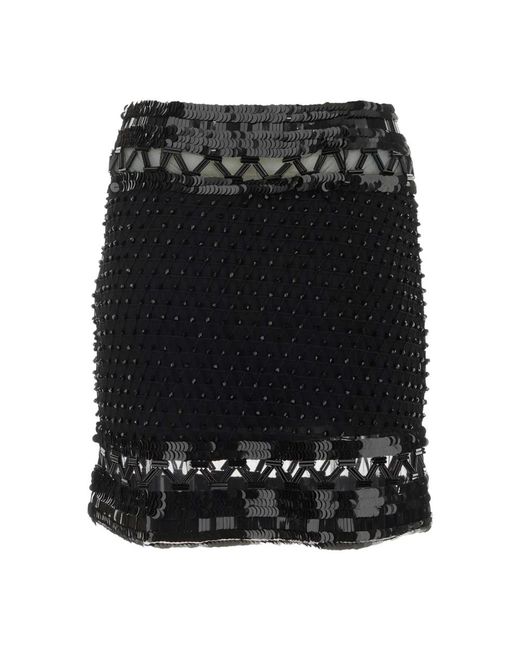Alberta Ferretti Versierde Mesh Mini Rok in het Black
