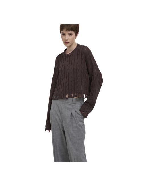 Soallure Brown Round-Neck Knitwear