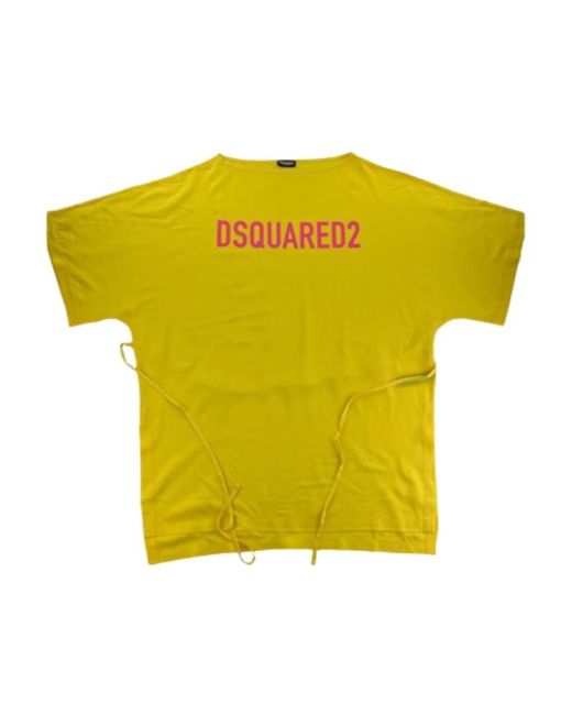DSquared² Tops ,Geel ,Katoen Logo Jurk in het Yellow