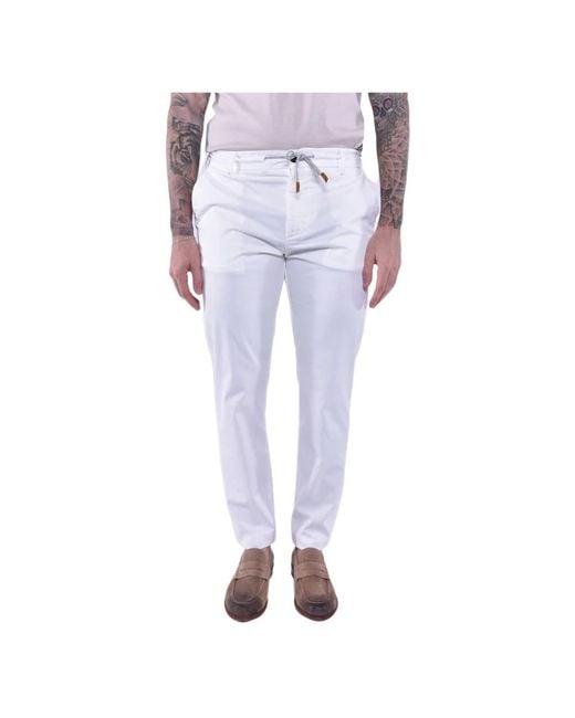 Eleventy White Slim-Fit Trousers for men