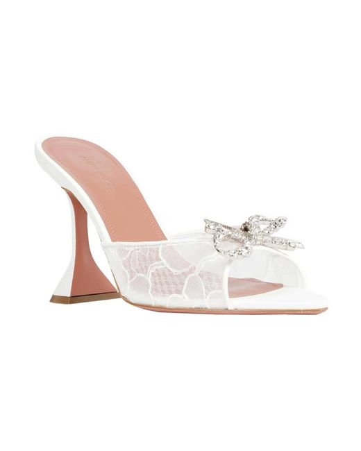 AMINA MUADDI White Heeled Mules
